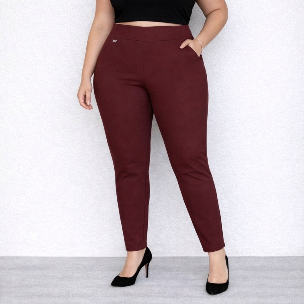 Alfani maroon burgundy skinny ankle pull on stretch dress pants size 16